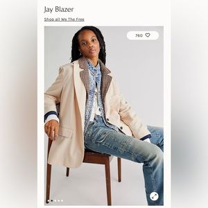 Free People Jay Blazer in apricot, size large. Brand new with tags.